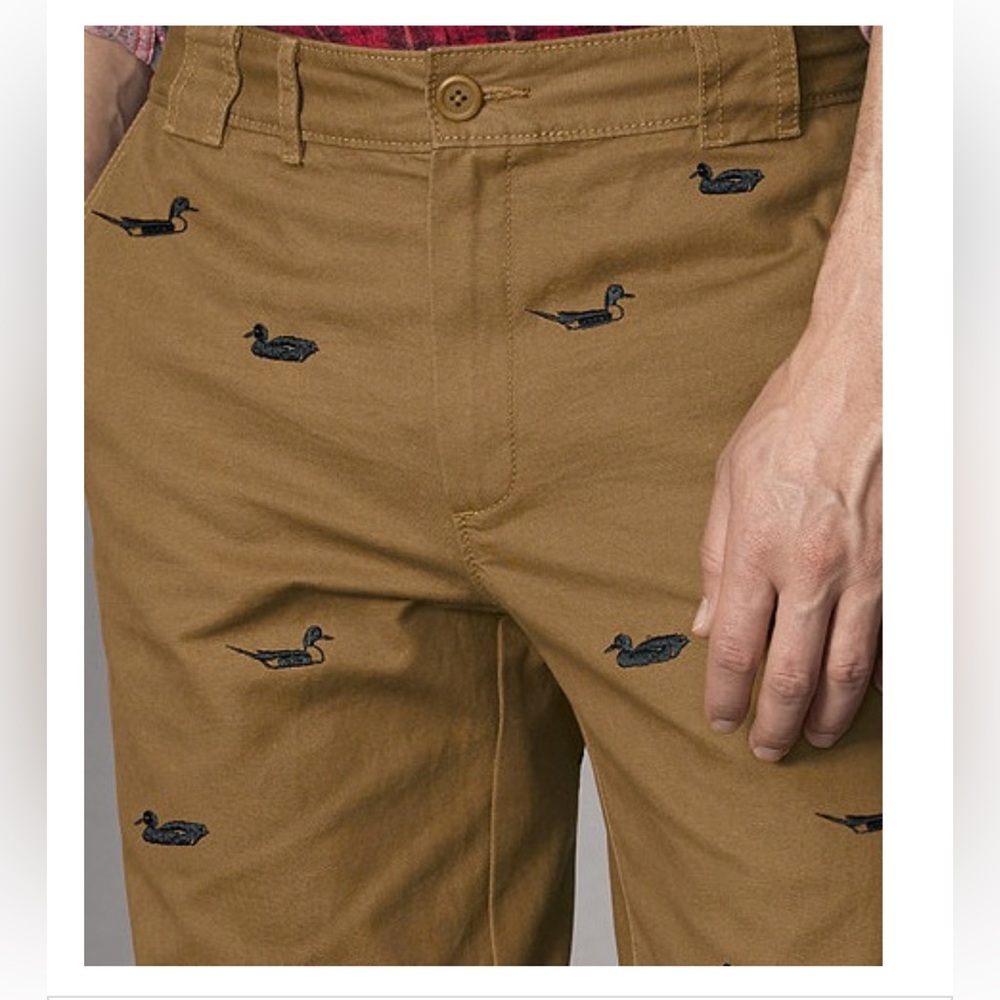 L.L. Bean Cognac Brown Chinos Pants w Ducks Embroidery Size 35 34 RARE FIND! - Picture 12 of 13